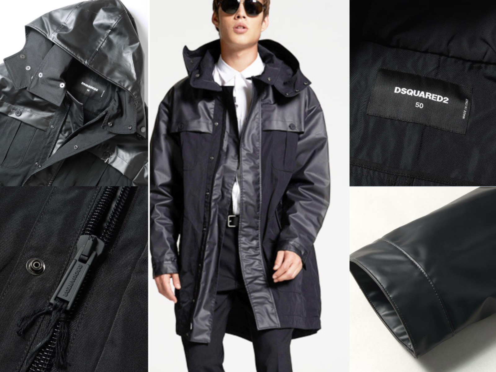 Dsquared2 Oversized Hooded Field Coat Taff Poly Parka Jacket Caban image 4