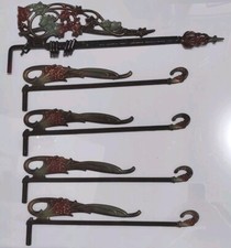 20 Vintage Cast Iron Art Deco Floral Style swing arm curtain rods Mid Century