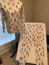 The Company Store pajamas set 100% cotton knit santa gnome large soft christmas