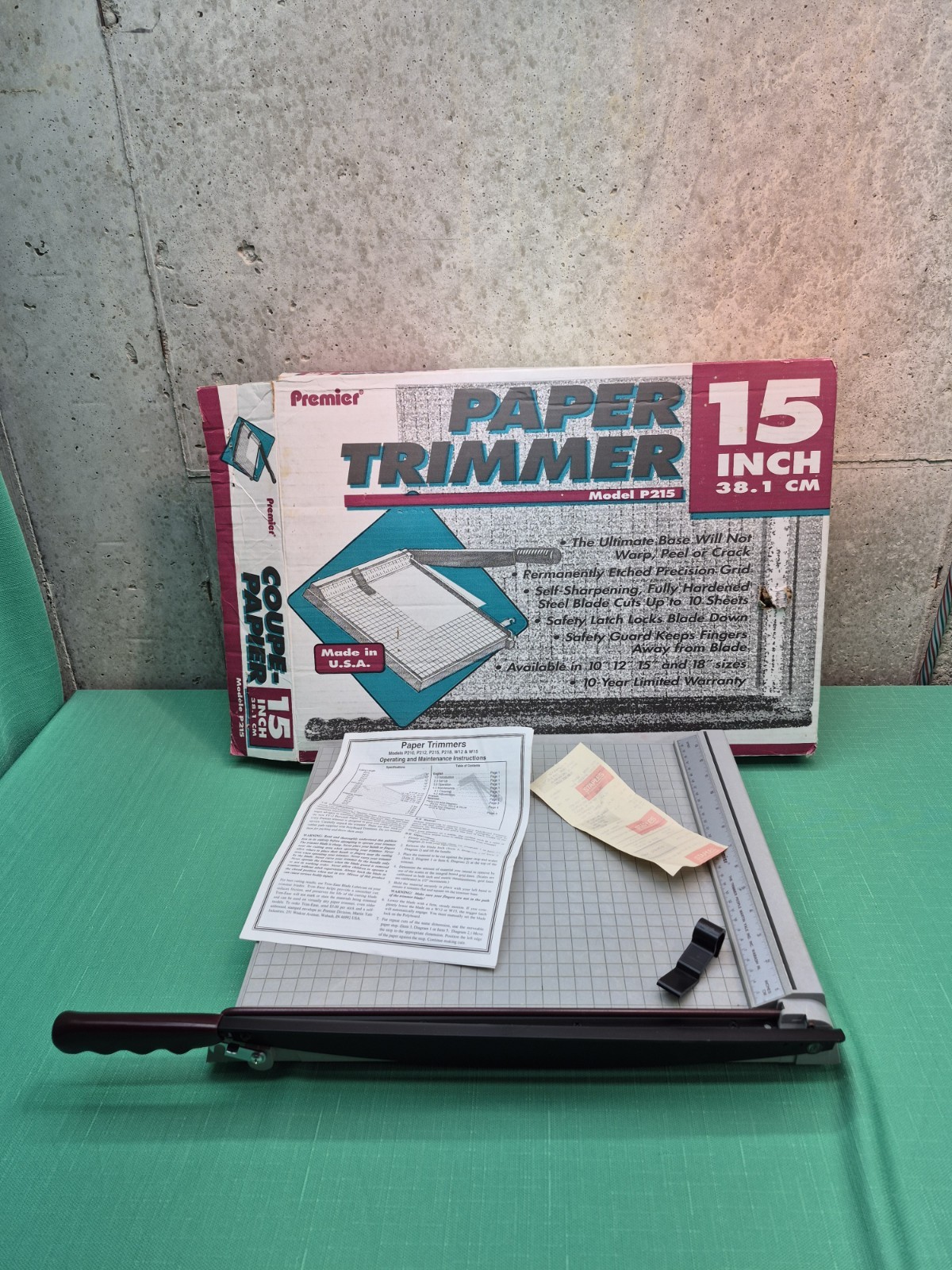 Vtg Nice! Martin Yale Premier Paper Trimmer  Cutter 15" P215 Coupe-Papier 
