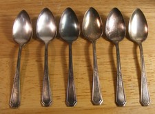 VTG 6 WM. ROGERS & SON MAYFAIR AA SILVERPLATE SHORT TEAPOONS MAR 13/23