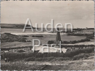 RPPC St. Enodoc Kirche und Brea Bay in der Nähe von Polzeath Beach Postkarte