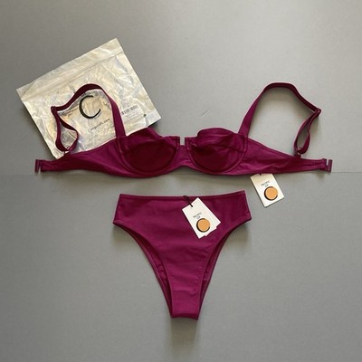 Neu mit Etikett Tropic of C Bikini Set Ajuma Oberteil S und Vibe Unterteil XS in Beere