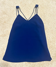 C/MEO COLLECTIVE Blue Solid V-Neck Camisole Tank Top Adjustable Straps S