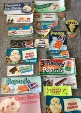 20 VTg Ice Cream Popcicle Dessert Poster Lithograph Advertising 1940s-70s Lot #2