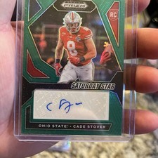 CADE STOVER 2024 PANINI PRIZM DRAFT SATURDAY STAR GREEN PRIZM RC AUTO #SSS-CSR