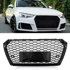 Fits 2017-2019 AUDI A4 S4 B9 Front Grill Grille Honeycomb Glossy Black RS4 Style