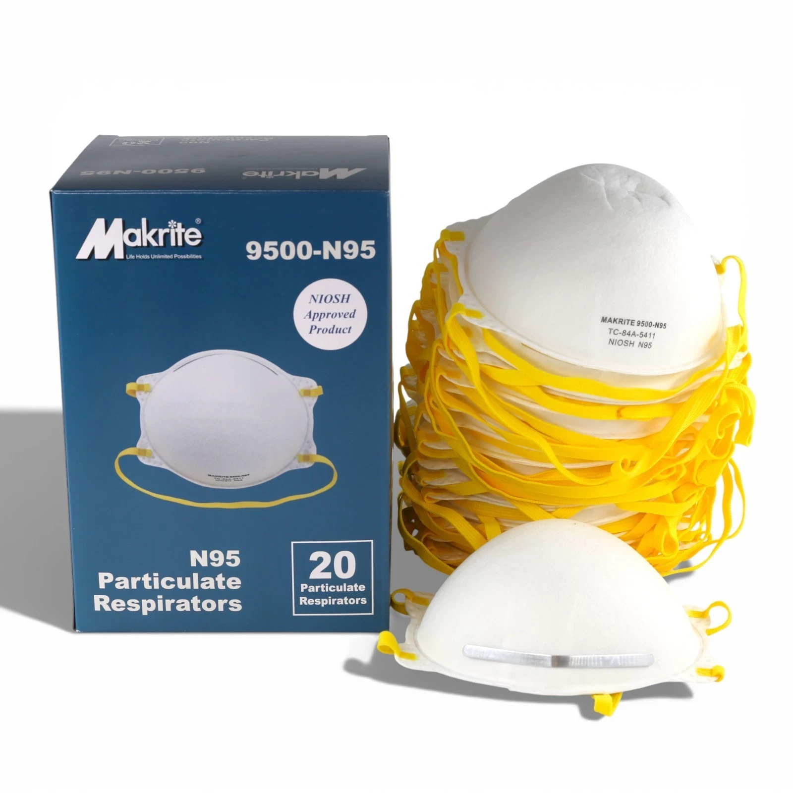 Makrite 9500-N95 Surgical NIOSH CDC N95 Face Mask – 2 Boxes (40 Masks Total)