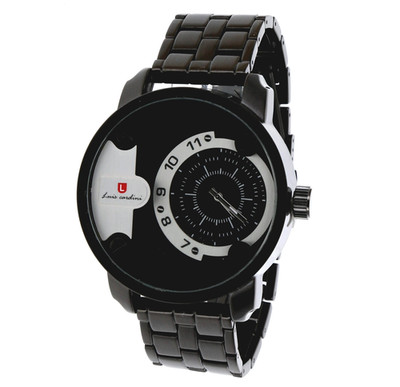 52 mm Big Bezel Fashion / Sport Style Metal Link Band Black Dial Men's Watch