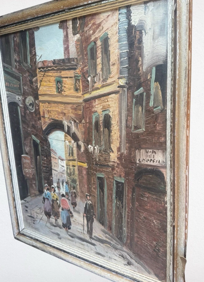 1997 Vintage Italian Street Scene Original Oil Painting Signed By J.Rossi - image 2 of 4