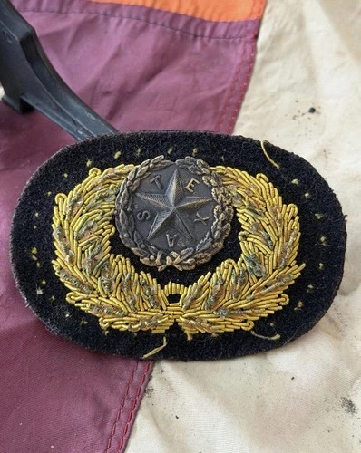 Civil War Confederate Texas State Officer Hat Badge (Lone Star Wreath Insignia)