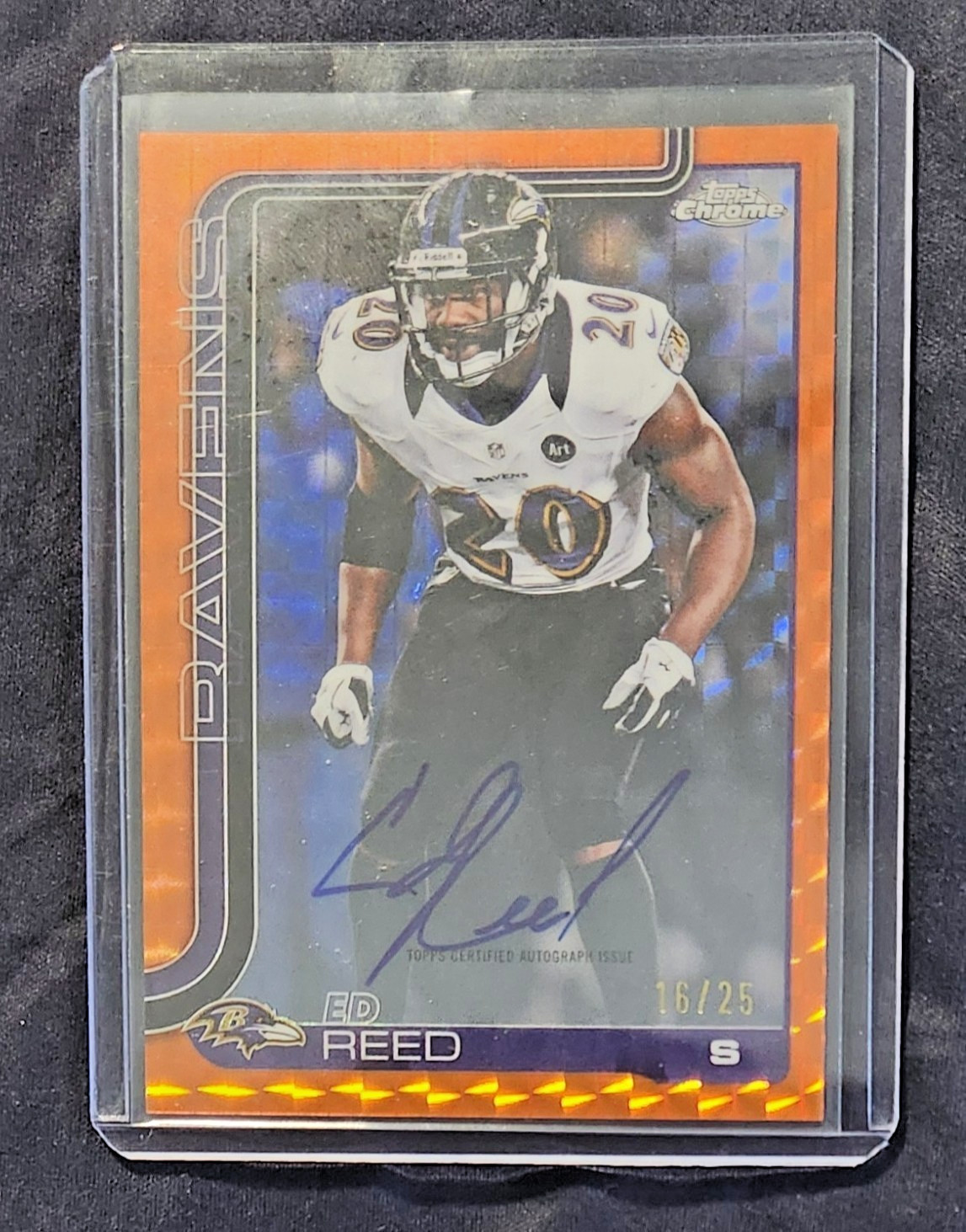 ED REED 2025 TOPPS CHROME LEGENDS AUTO ORANGE REFRACTOR /25 #CLA-ER
