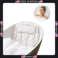 Wavy 4D Air Mesh Bath Pillow for Tub Neck and Back Support with Suction Cups
