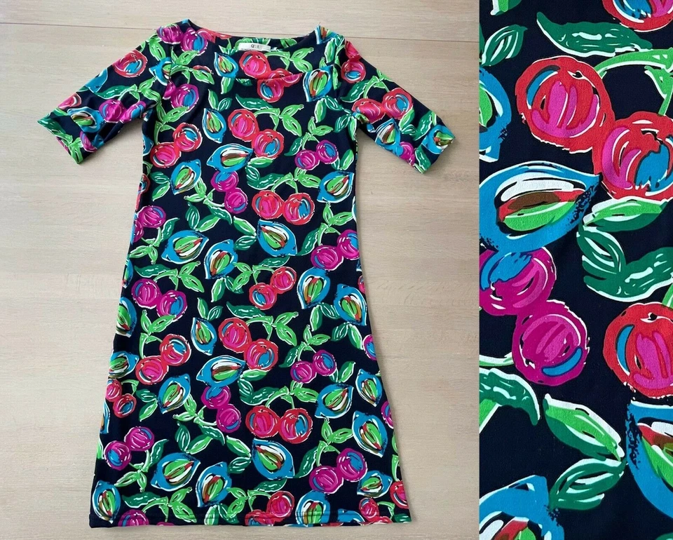Vestido Jersey Seda Estampado Cerezas, Hecho en Italia, Talla S - Imagen 4 de 4