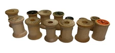 13 Small empty spools variety sizes 1/2 - 1 1/4 wide to 3/4 - 1 1/4 tall