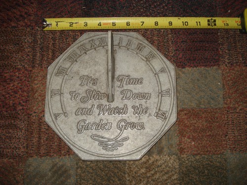 8.5"Octogon Sundial Clock Time To Slow Down and Watch The Garden Grow Snail