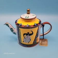 Hand Painted Teapot Cello Funk Jazz ~ John Clementson Charlotte di Vita Enamel 