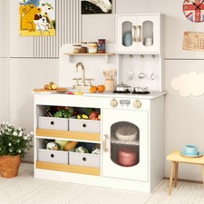 Kids Kitchen Playset Cooking Accessories Toy Cuttable Veggies White Wooden Food