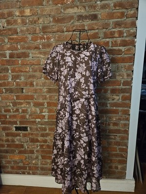 Cream & Brown Floral Flowing Dress