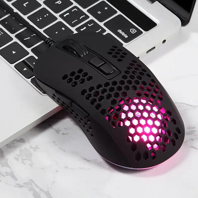 383 Ultralight Wired Gaming Mouse, Lightweight Honeycomb Shell, 4 RGB Breathing