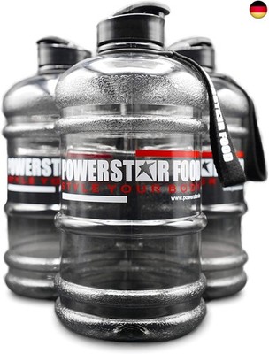 POWERSTAR FOOD XXL Water Bottle | 2,2 Liter | SCHWARZ | Mit Tragegriff,