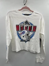 Junk Food Clothing Sweatshirt Women S White Fleece Buffalo Bills Helmet Crop NWT