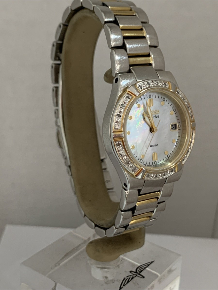 Citizen Ladies Eco-Drive RIVA Diamonds Two Tone Mother Pearl Date