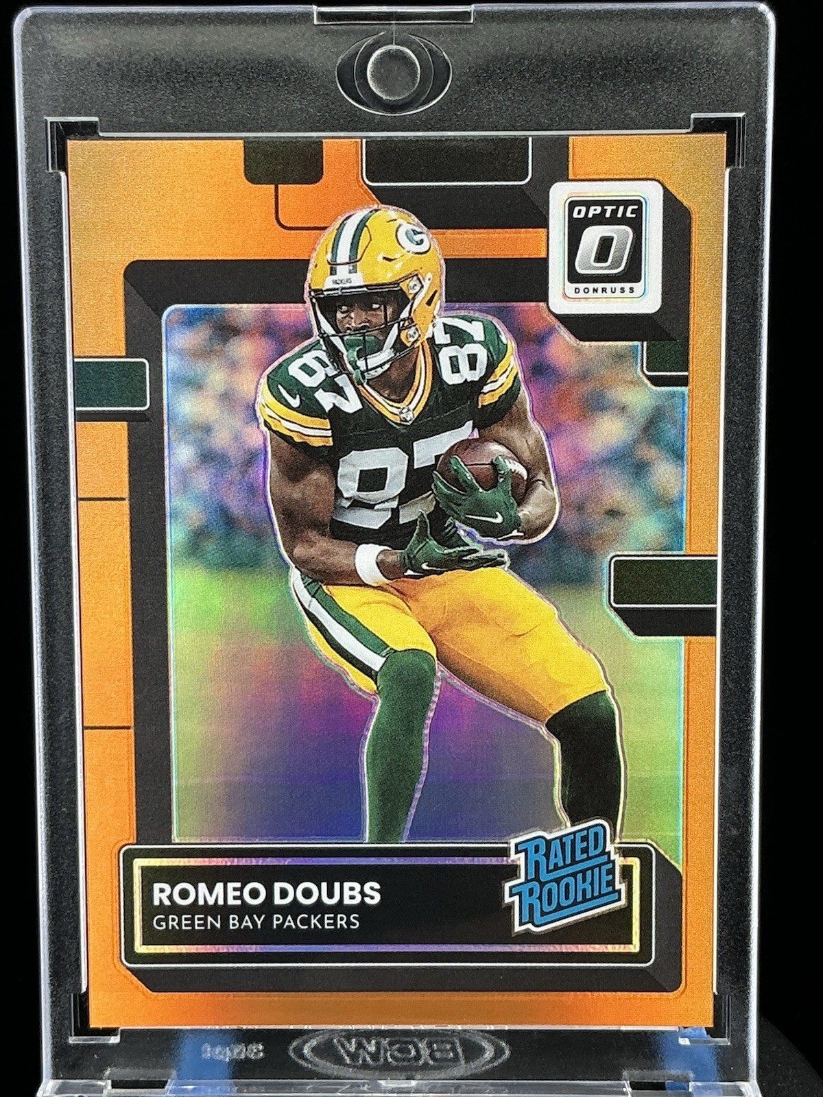 2022 Donruss Optic Romeo Doubs Orange Prizm Rated Rookie 044/199 Packers #235