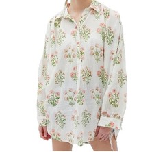 Urban Outfitters Shirt Womens S Arianna Floral Button Up Oversize Boho Peasant