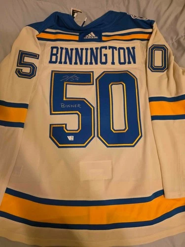 Jordan Binnington Blues Signed 2022 NHL Winter Classic Adidas Authentic Jersey