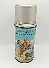 Vintage Roy Rogers and Dale Evans Double R Bar Ranch Metal Thermos READ