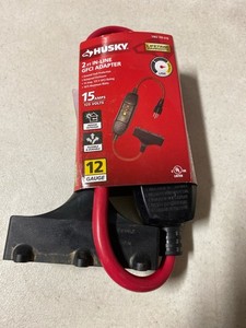 Husky 04-00105 2 ft. 12/3 15 Amp In-Line GFCI with Power Block, Red