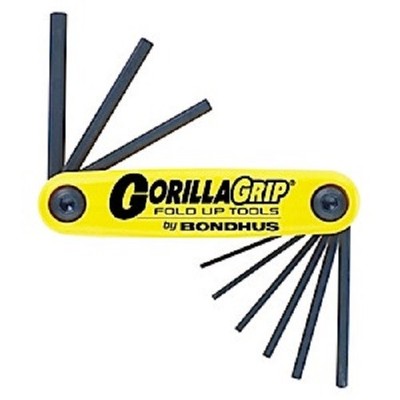 Bondhus 12591 - Set 9 Hex GorillaGrip Fold-up Tools .050-3/16'' - 5EA