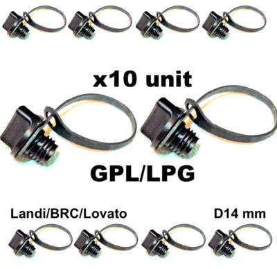 x10 Landi/BRC/Lovato D14mm LPG Tank Caps with Lanyard. Universal LPG 