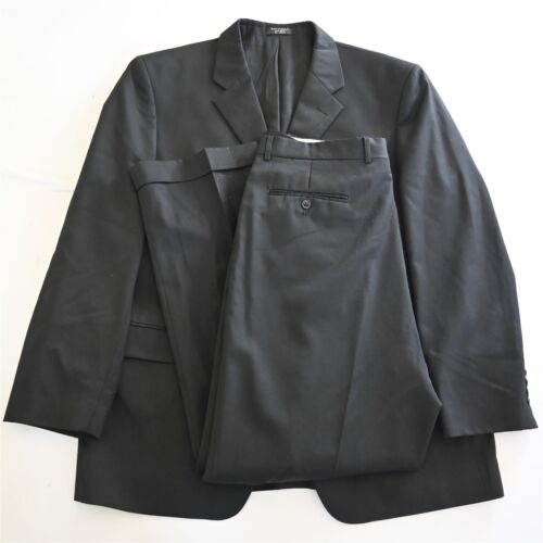 Jones New York 44R 36x32 Solid Black 100% Wool Mens Jacket Pants Suit