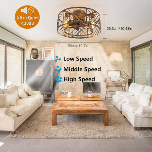 20inch Industrial Ceiling Fan with Lights Modern Enclosed Ceiling Fan Indoor