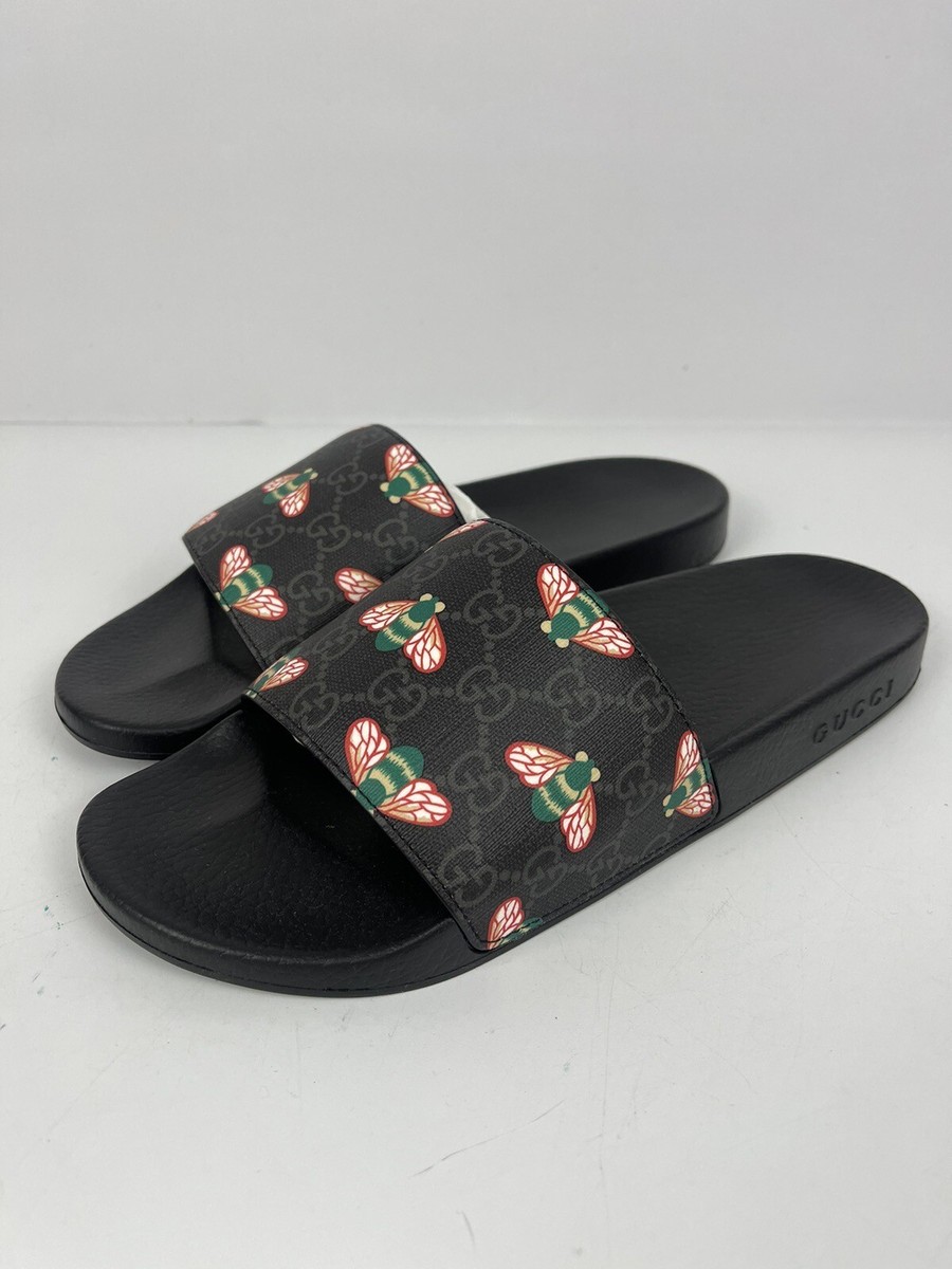 AUTHENTIC GUCCI GG SUPREME H2O BEES SLIDE MENS 10 G 10.5 US AUTHENTIC GUCCI GG SUPREME H2O BEES SLIDE MENS 10 G 10.5 US