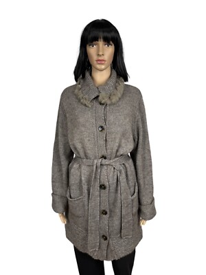 Persona by Marina Rinaldi Mohair-Acrylic Belted Cardigan size M