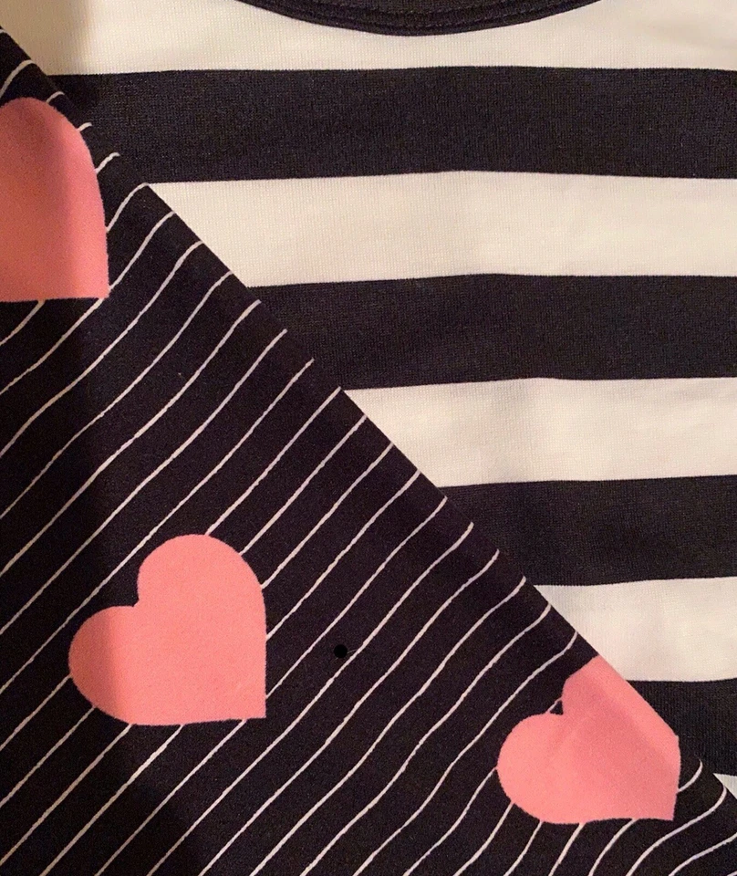 NUEVO CON ETIQUETAS Conjunto TC LuLaRoe PINK HEARTS Leggings y L NEGRO BLANCO RAYA Perfecto T Top Foto 2 de 4