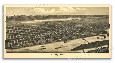 Winona Minnesota 1889 Historic Panoramic Town Map - 18x36