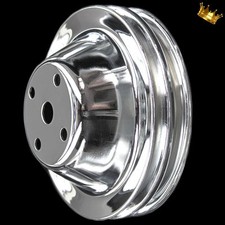 Water Pump Pulley 2 Groove For Small Block Chevy Long Water Pump Sbc 350 Chrome