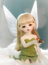 Elf Ears Girl 1/6 BJD Doll Xmas Toy Eyes Face Makeup Wig Hair Clothes Angel Wing