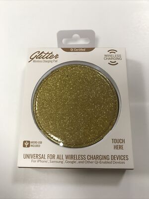 Gold Glitter Wireless Charging Pad QI Certified Universal iPhone Samsung Google