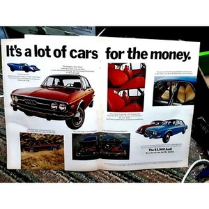 1972 Audi Lot Of Cars For The Money 2 Page Vintage Print Ad 70s