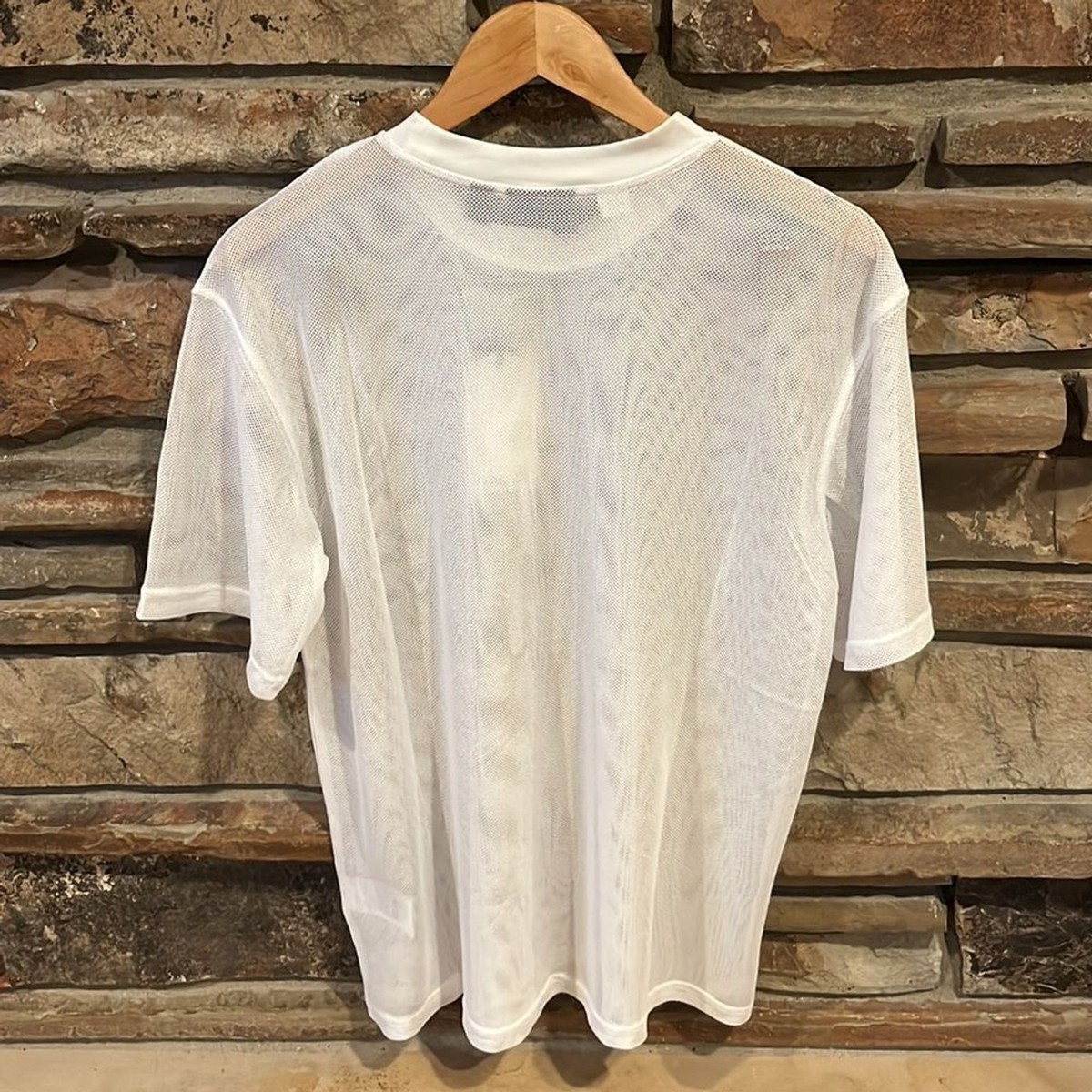 WESC Mason Open-Hole Mesh Oversized White Crewneck Tee Short