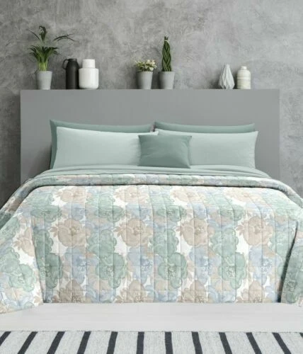 Trapunte e copriletti verde in microfibra