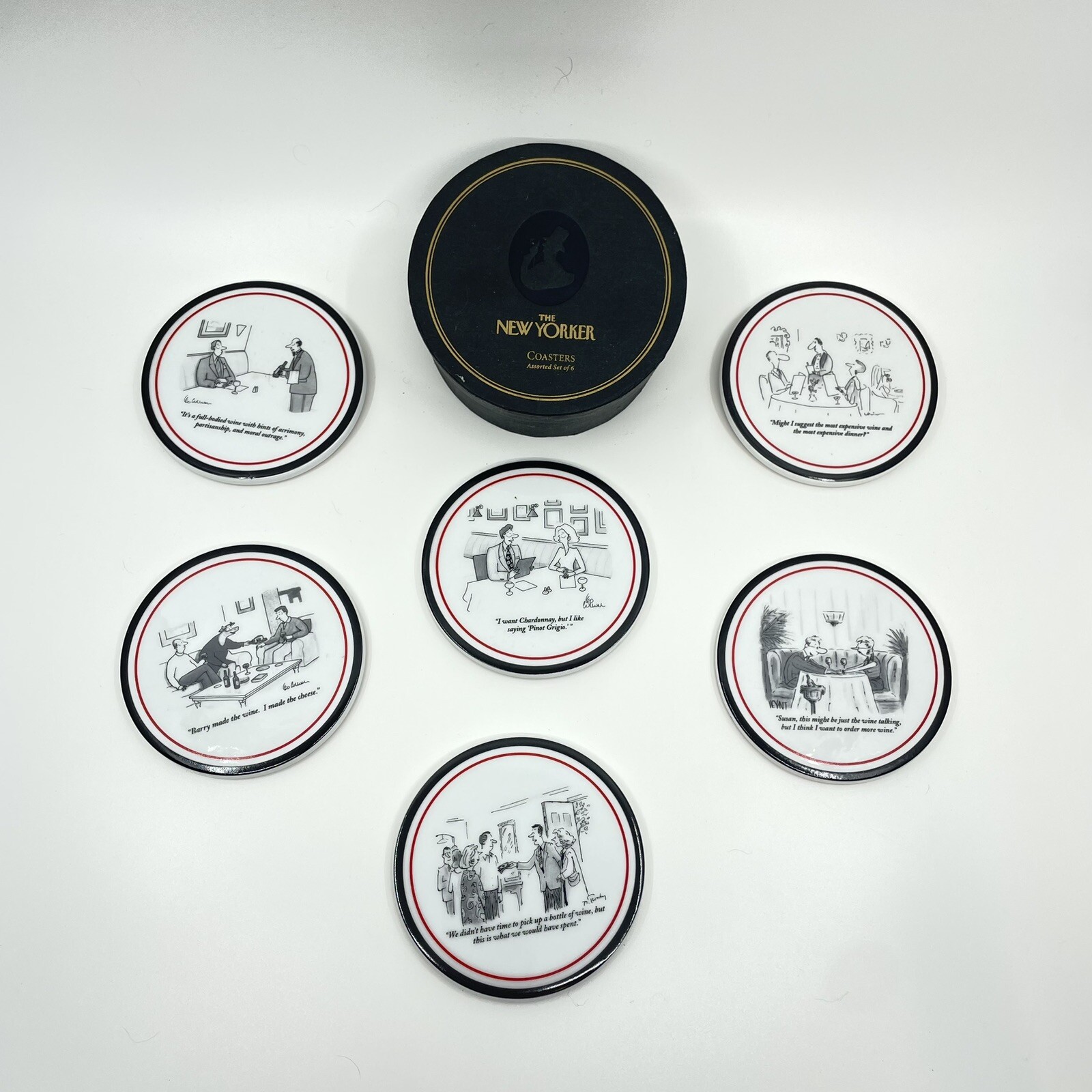 The New Yorker Coasters, Restoration Hardware Exclusive, Set Of 6, Wine