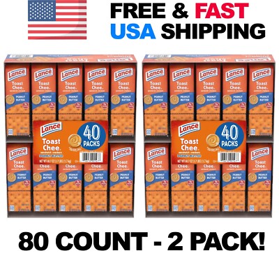 Lance ToastChee Peanut Butter Crackers, 80 PACKS - FREE FAST US SHIPPING
