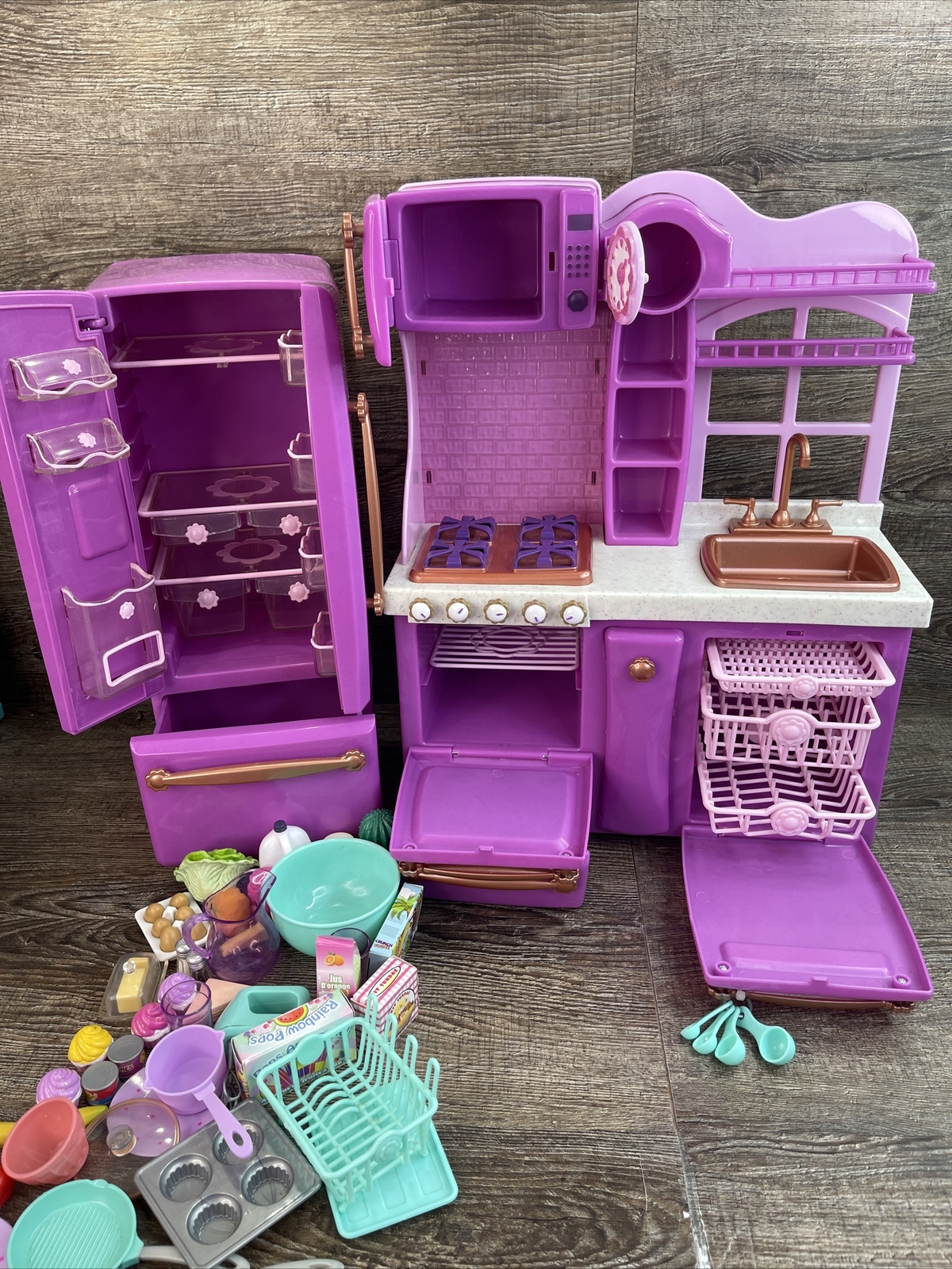18" Doll Kitchen Set Refrigerator Our Generation W/ Kitchen Accessories