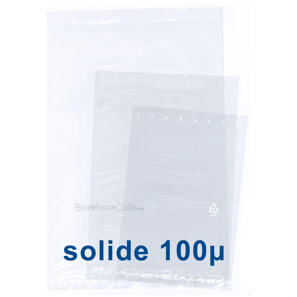Clear Plastic Bags WITHOUT Closure - Solid Thickness 100μ - Image 1 of 1